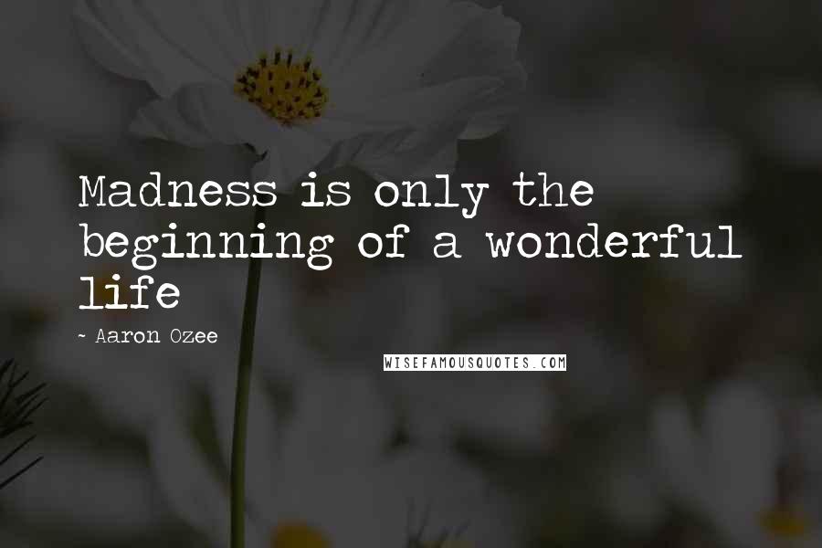 Aaron Ozee Quotes: Madness is only the beginning of a wonderful life