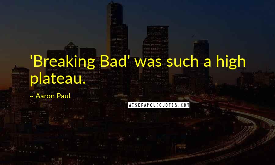 Aaron Paul Quotes: 'Breaking Bad' was such a high plateau.