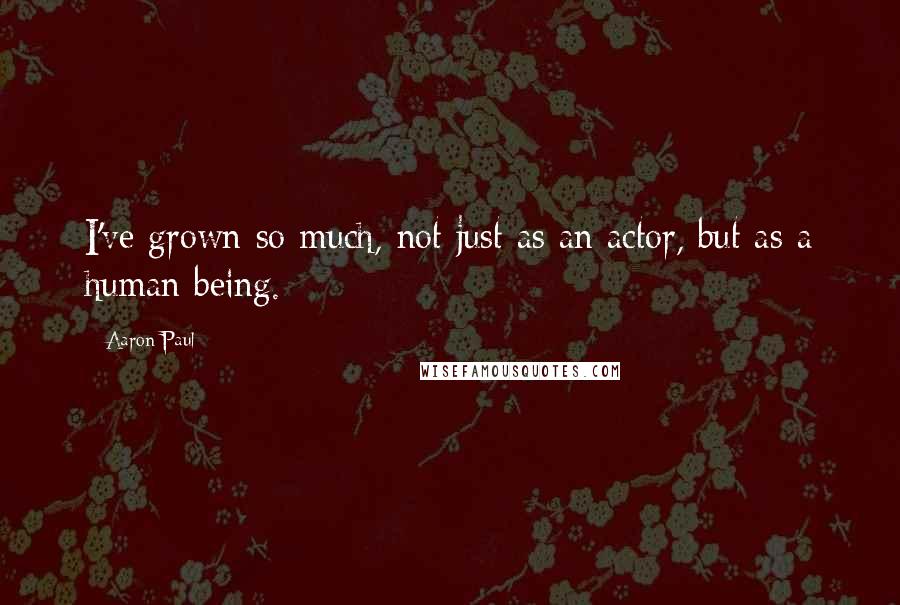 Aaron Paul Quotes: I've grown so much, not just as an actor, but as a human being.