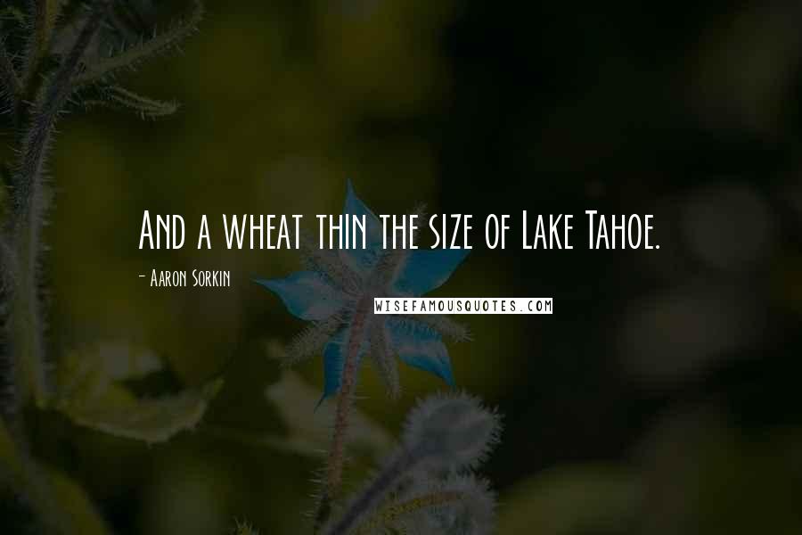 Aaron Sorkin Quotes: And a wheat thin the size of Lake Tahoe.