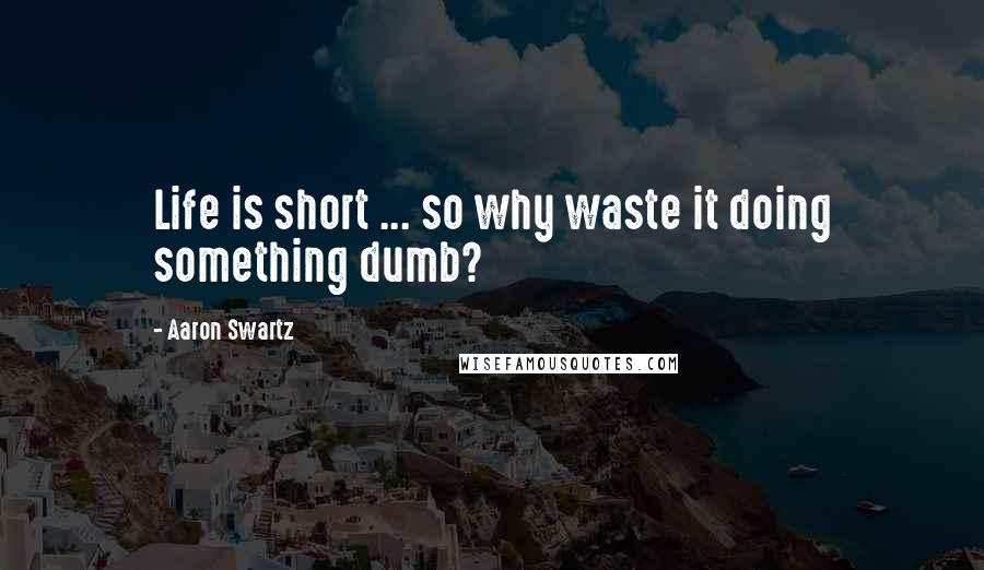 Aaron Swartz Quotes: Life is short ... so why waste it doing something dumb?