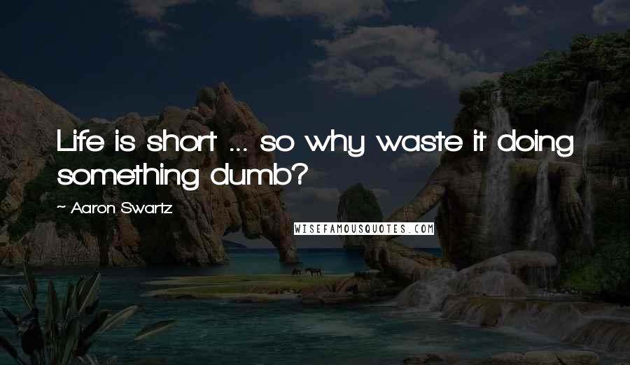 Aaron Swartz Quotes: Life is short ... so why waste it doing something dumb?