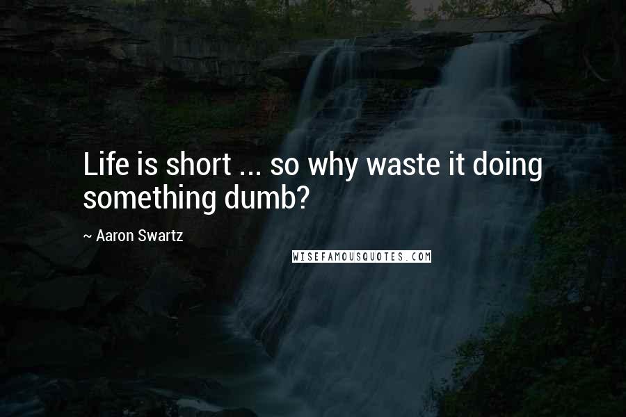 Aaron Swartz Quotes: Life is short ... so why waste it doing something dumb?
