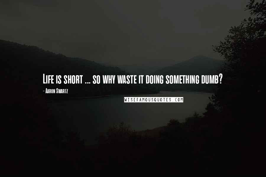 Aaron Swartz Quotes: Life is short ... so why waste it doing something dumb?