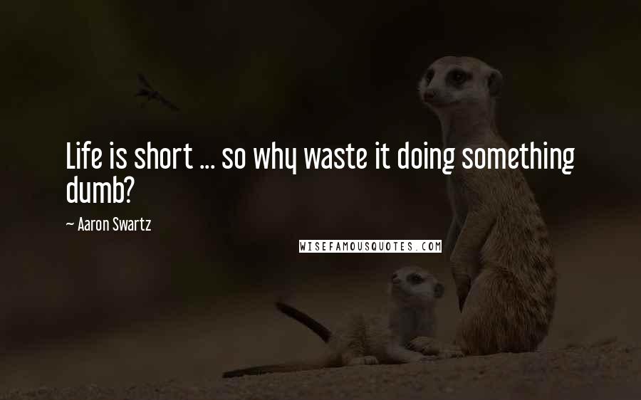 Aaron Swartz Quotes: Life is short ... so why waste it doing something dumb?