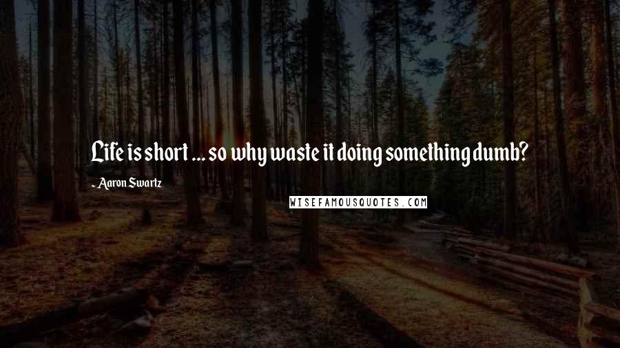 Aaron Swartz Quotes: Life is short ... so why waste it doing something dumb?