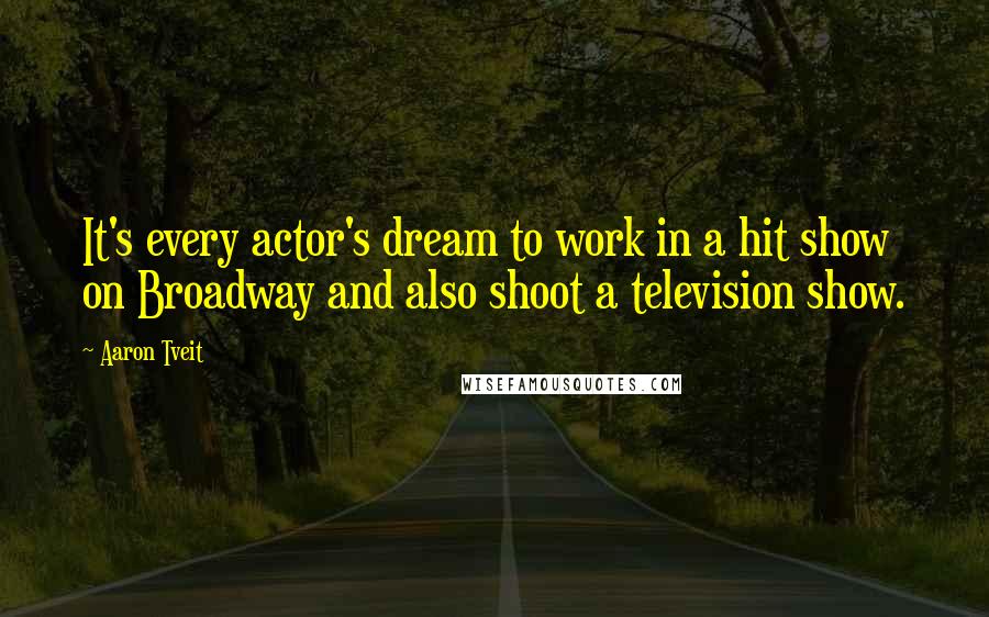 Aaron Tveit Quotes: It's every actor's dream to work in a hit show on Broadway and also shoot a television show.