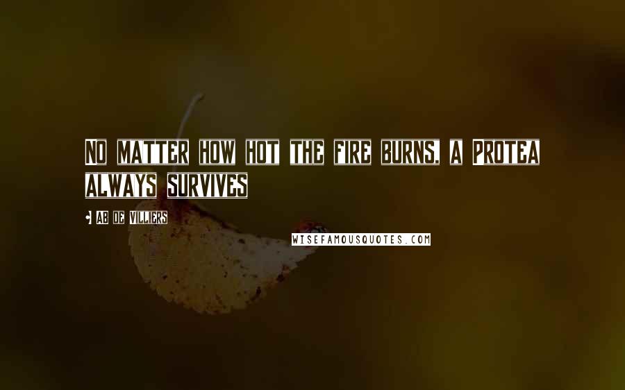 AB De Villiers Quotes: No matter how hot the fire burns, a Protea always survives