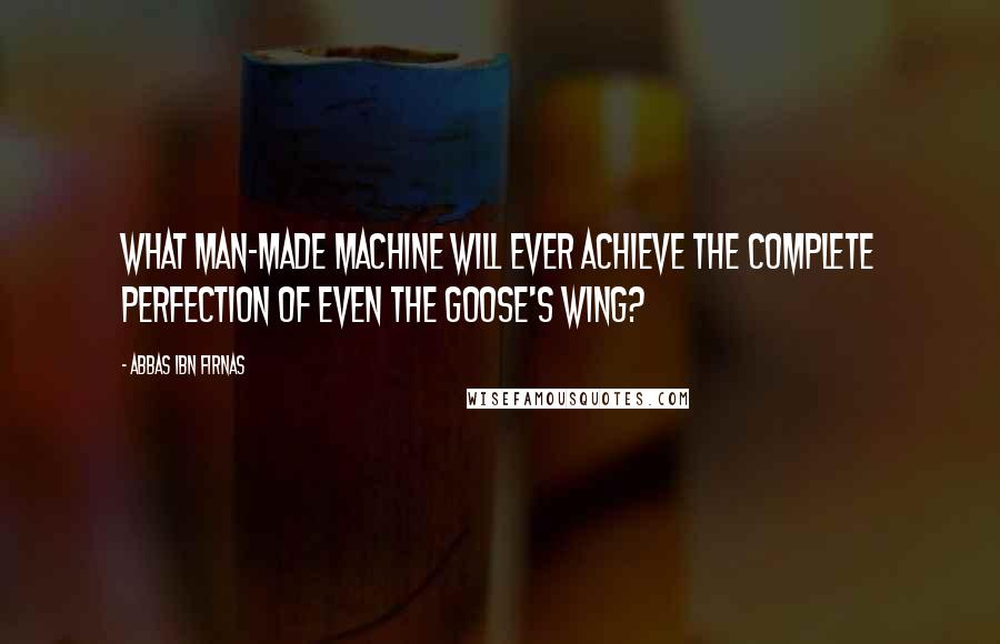 Abbas Ibn Firnas Quotes: What man-made machine will ever achieve the complete perfection of even the goose's wing?