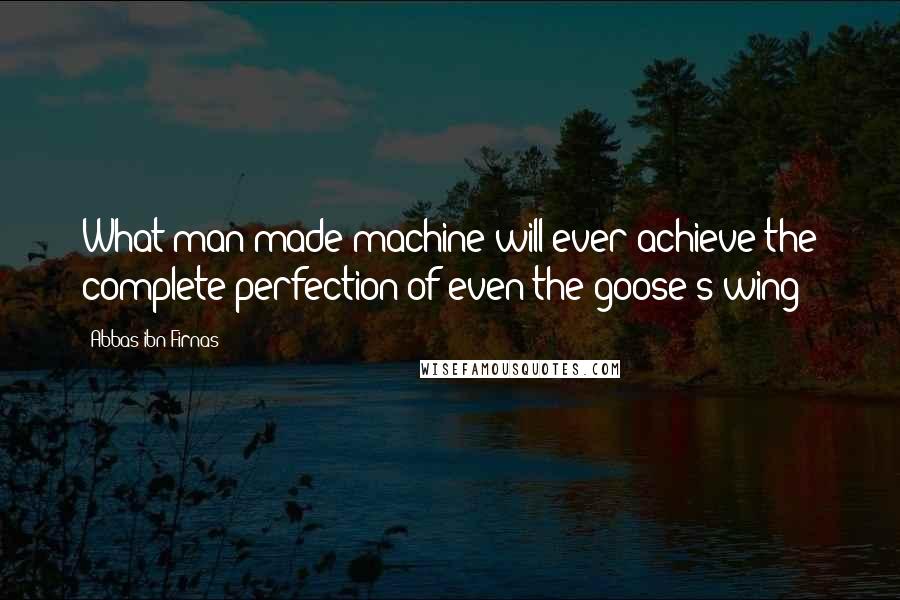 Abbas Ibn Firnas Quotes: What man-made machine will ever achieve the complete perfection of even the goose's wing?