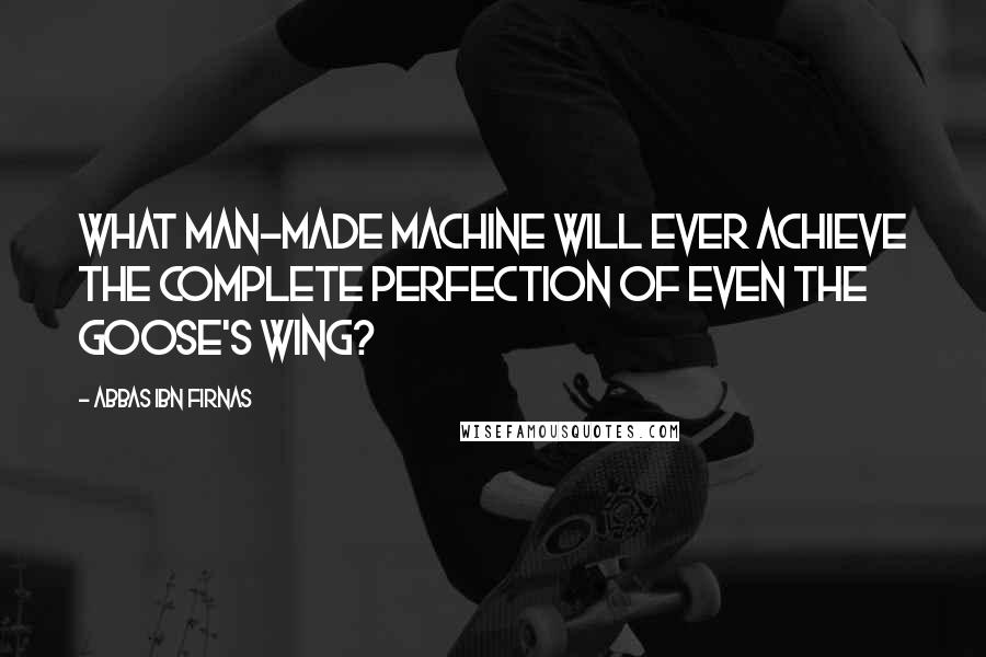 Abbas Ibn Firnas Quotes: What man-made machine will ever achieve the complete perfection of even the goose's wing?