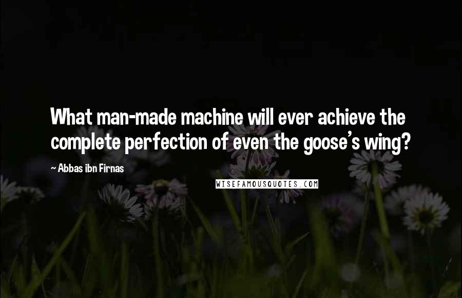 Abbas Ibn Firnas Quotes: What man-made machine will ever achieve the complete perfection of even the goose's wing?