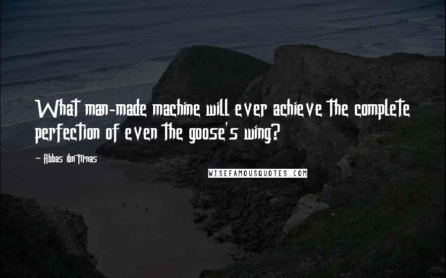 Abbas Ibn Firnas Quotes: What man-made machine will ever achieve the complete perfection of even the goose's wing?