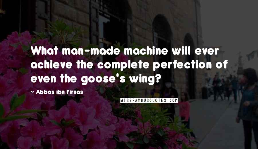 Abbas Ibn Firnas Quotes: What man-made machine will ever achieve the complete perfection of even the goose's wing?