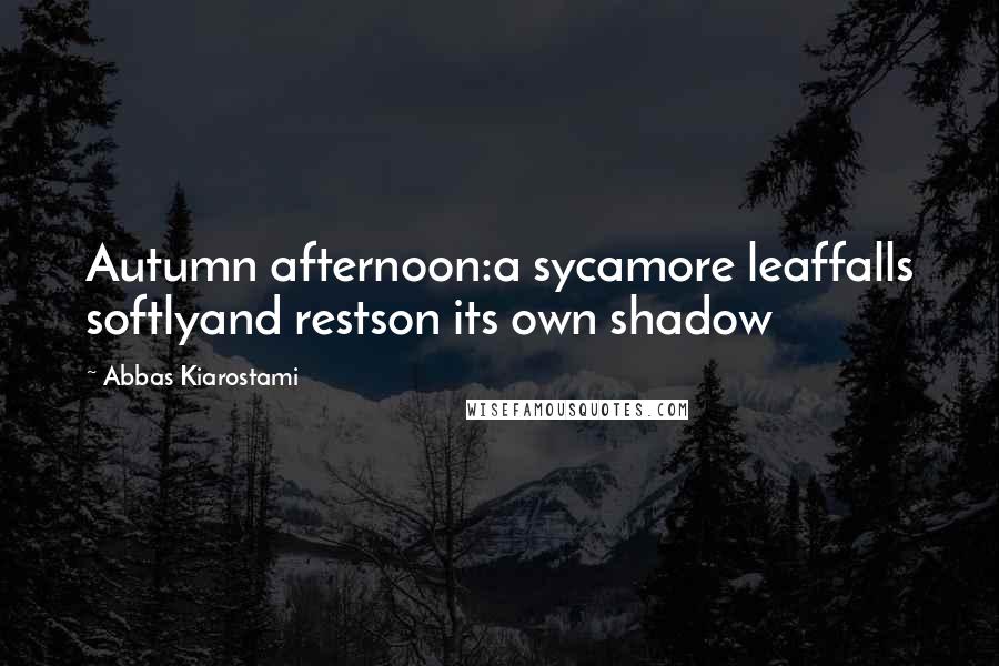 Abbas Kiarostami Quotes: Autumn afternoon:a sycamore leaffalls softlyand restson its own shadow