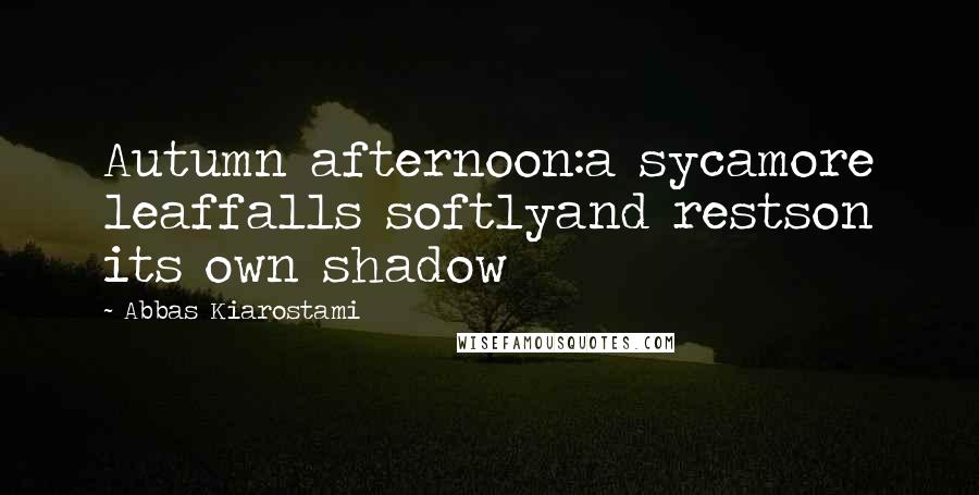 Abbas Kiarostami Quotes: Autumn afternoon:a sycamore leaffalls softlyand restson its own shadow