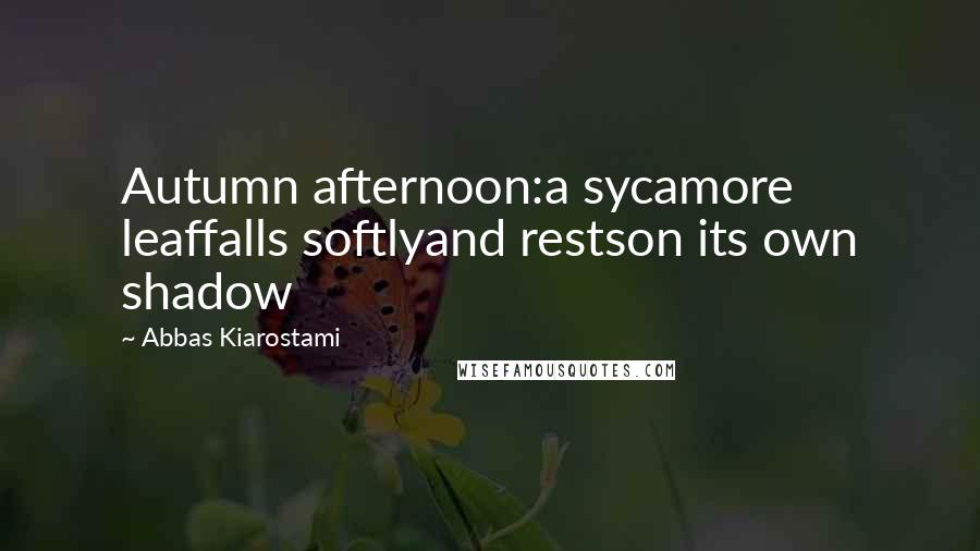 Abbas Kiarostami Quotes: Autumn afternoon:a sycamore leaffalls softlyand restson its own shadow