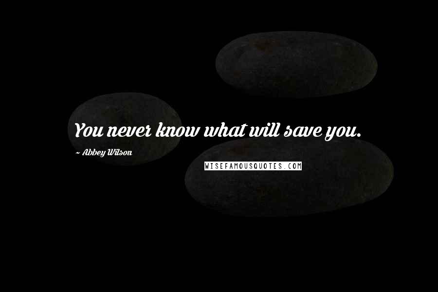 Abbey Wilson Quotes: You never know what will save you.