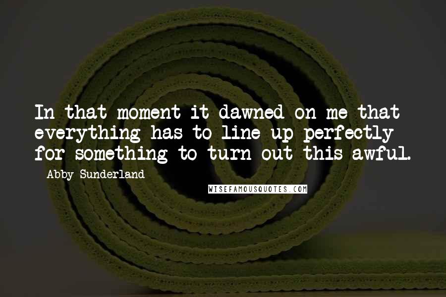 Abby Sunderland Quotes: In that moment it dawned on me that everything has to line up perfectly for something to turn out this awful.