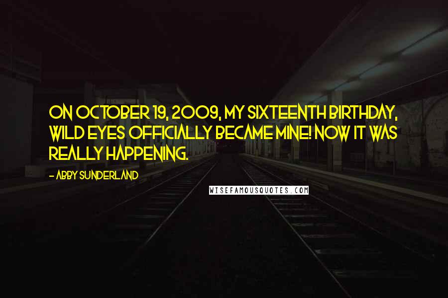 Abby Sunderland Quotes: On October 19, 2009, my sixteenth birthday, Wild Eyes officially became mine! Now it was really happening.