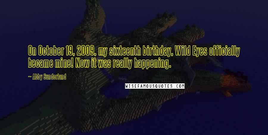 Abby Sunderland Quotes: On October 19, 2009, my sixteenth birthday, Wild Eyes officially became mine! Now it was really happening.