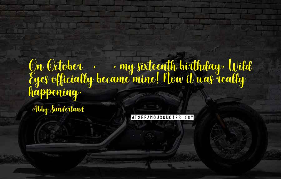 Abby Sunderland Quotes: On October 19, 2009, my sixteenth birthday, Wild Eyes officially became mine! Now it was really happening.
