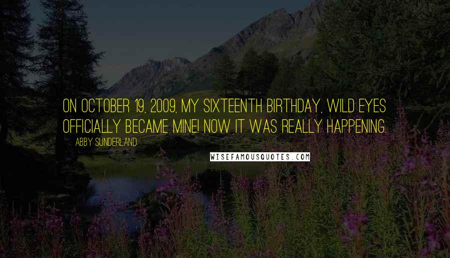 Abby Sunderland Quotes: On October 19, 2009, my sixteenth birthday, Wild Eyes officially became mine! Now it was really happening.