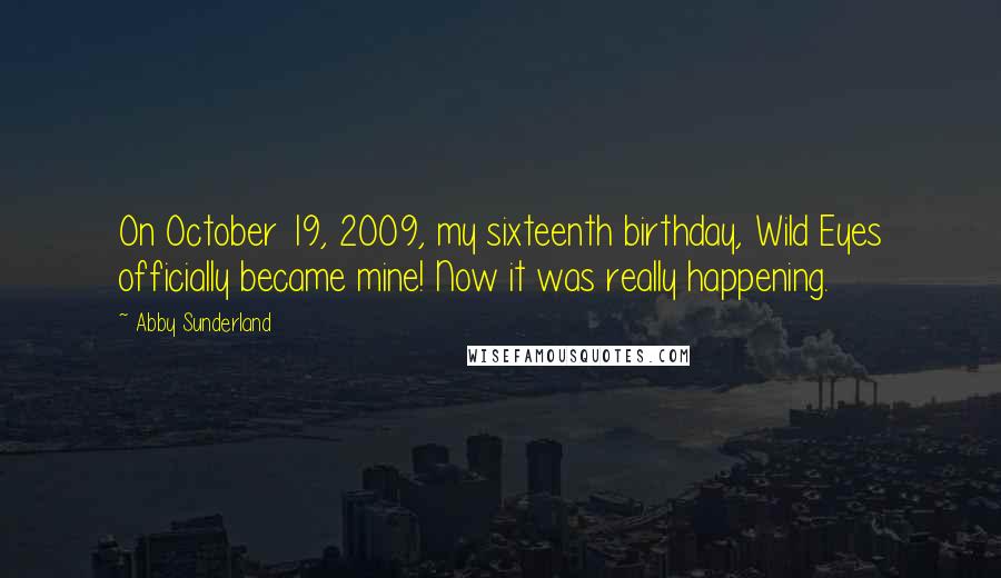 Abby Sunderland Quotes: On October 19, 2009, my sixteenth birthday, Wild Eyes officially became mine! Now it was really happening.
