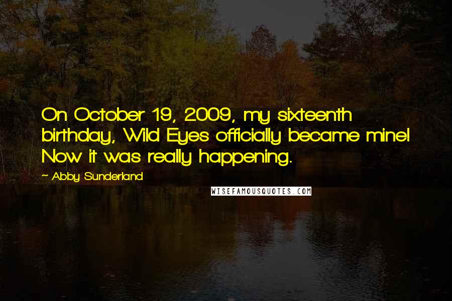 Abby Sunderland Quotes: On October 19, 2009, my sixteenth birthday, Wild Eyes officially became mine! Now it was really happening.