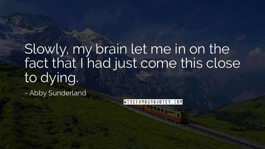 Abby Sunderland Quotes: Slowly, my brain let me in on the fact that I had just come this close to dying.