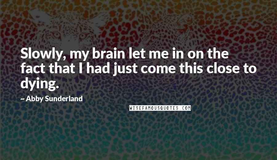 Abby Sunderland Quotes: Slowly, my brain let me in on the fact that I had just come this close to dying.