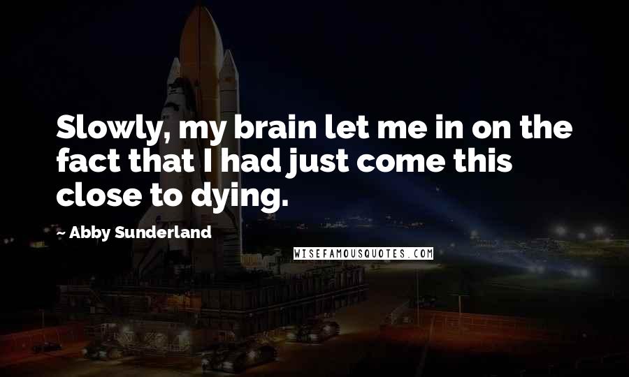 Abby Sunderland Quotes: Slowly, my brain let me in on the fact that I had just come this close to dying.