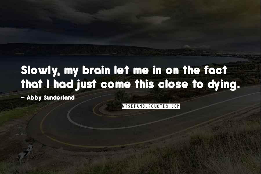 Abby Sunderland Quotes: Slowly, my brain let me in on the fact that I had just come this close to dying.