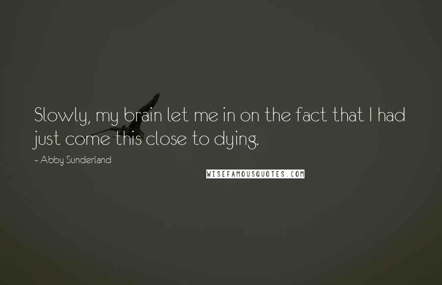 Abby Sunderland Quotes: Slowly, my brain let me in on the fact that I had just come this close to dying.