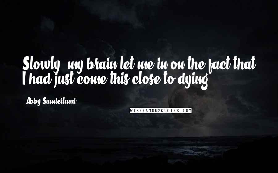 Abby Sunderland Quotes: Slowly, my brain let me in on the fact that I had just come this close to dying.