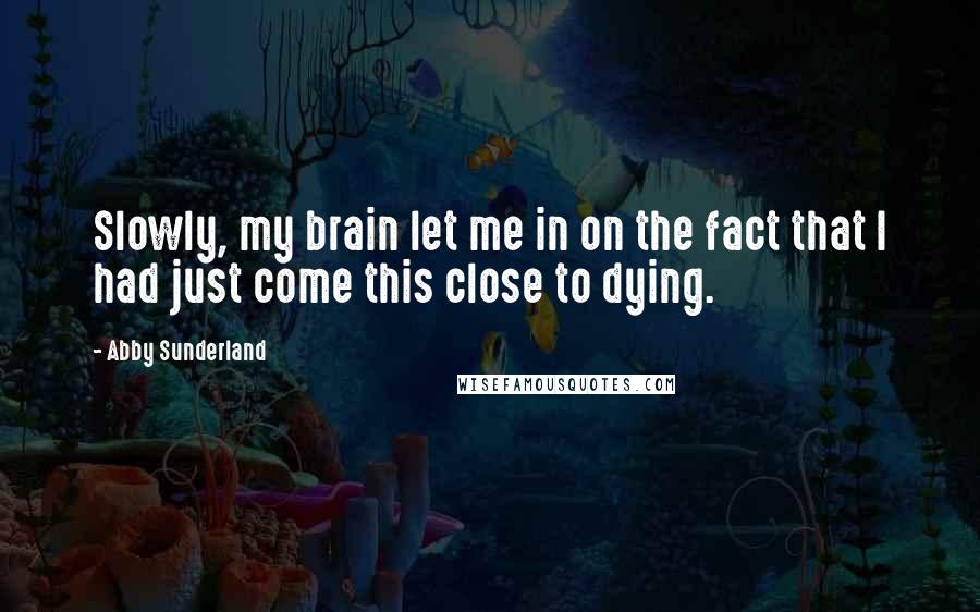 Abby Sunderland Quotes: Slowly, my brain let me in on the fact that I had just come this close to dying.