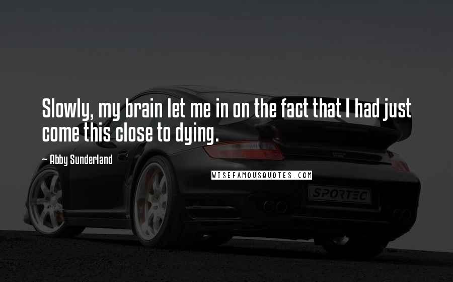 Abby Sunderland Quotes: Slowly, my brain let me in on the fact that I had just come this close to dying.