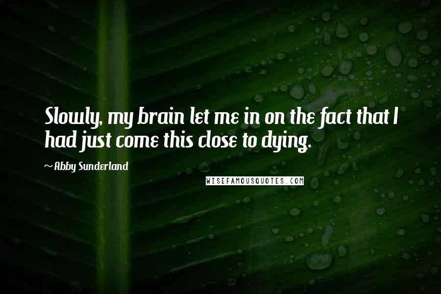 Abby Sunderland Quotes: Slowly, my brain let me in on the fact that I had just come this close to dying.