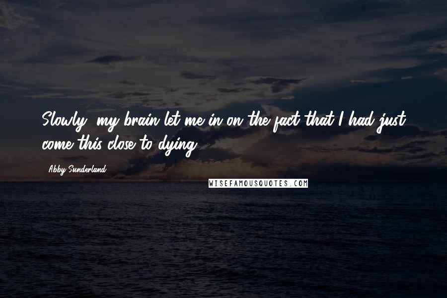 Abby Sunderland Quotes: Slowly, my brain let me in on the fact that I had just come this close to dying.