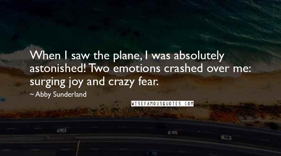 Abby Sunderland Quotes: When I saw the plane, I was absolutely astonished! Two emotions crashed over me: surging joy and crazy fear.