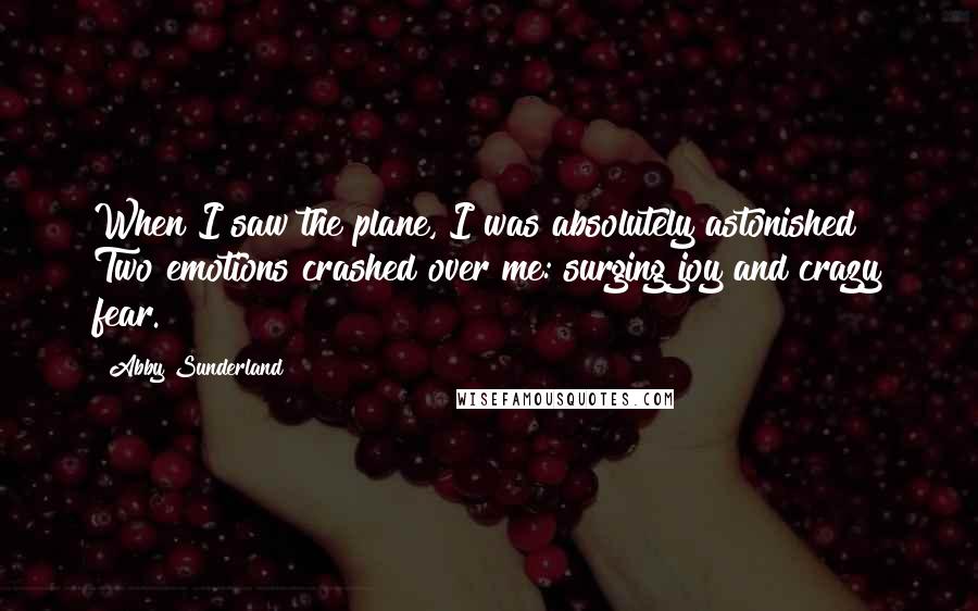 Abby Sunderland Quotes: When I saw the plane, I was absolutely astonished! Two emotions crashed over me: surging joy and crazy fear.