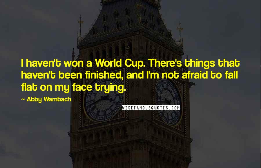 Abby Wambach Quotes: I haven't won a World Cup. There's things that haven't been finished, and I'm not afraid to fall flat on my face trying.