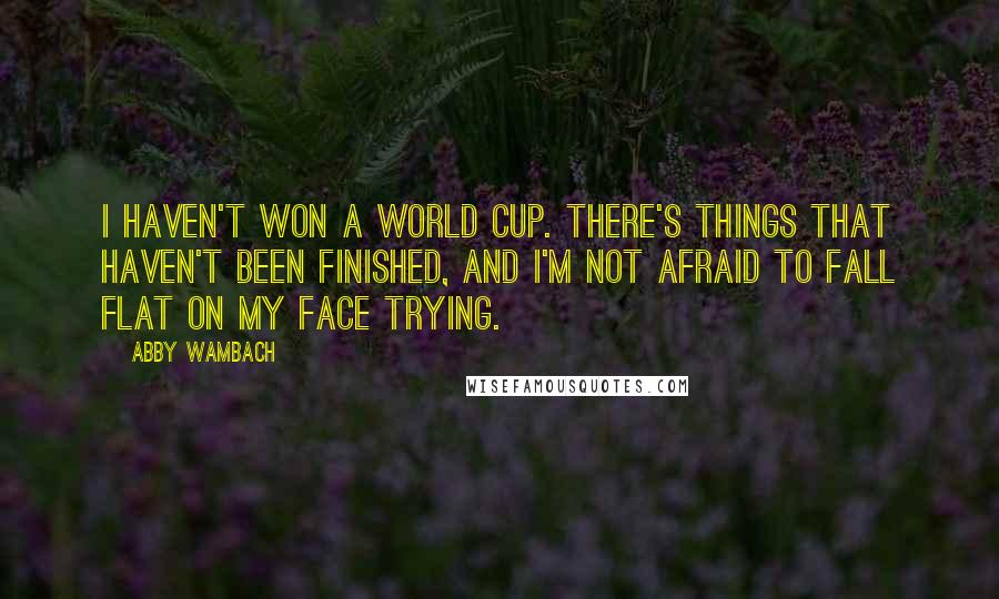 Abby Wambach Quotes: I haven't won a World Cup. There's things that haven't been finished, and I'm not afraid to fall flat on my face trying.