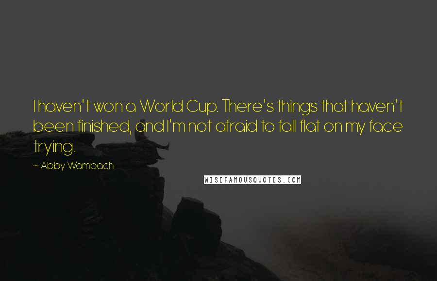 Abby Wambach Quotes: I haven't won a World Cup. There's things that haven't been finished, and I'm not afraid to fall flat on my face trying.