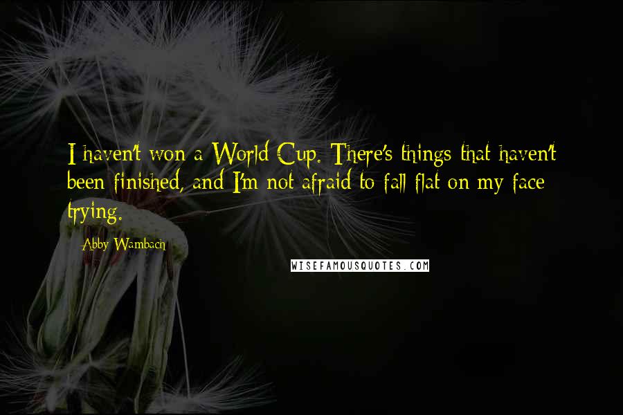 Abby Wambach Quotes: I haven't won a World Cup. There's things that haven't been finished, and I'm not afraid to fall flat on my face trying.