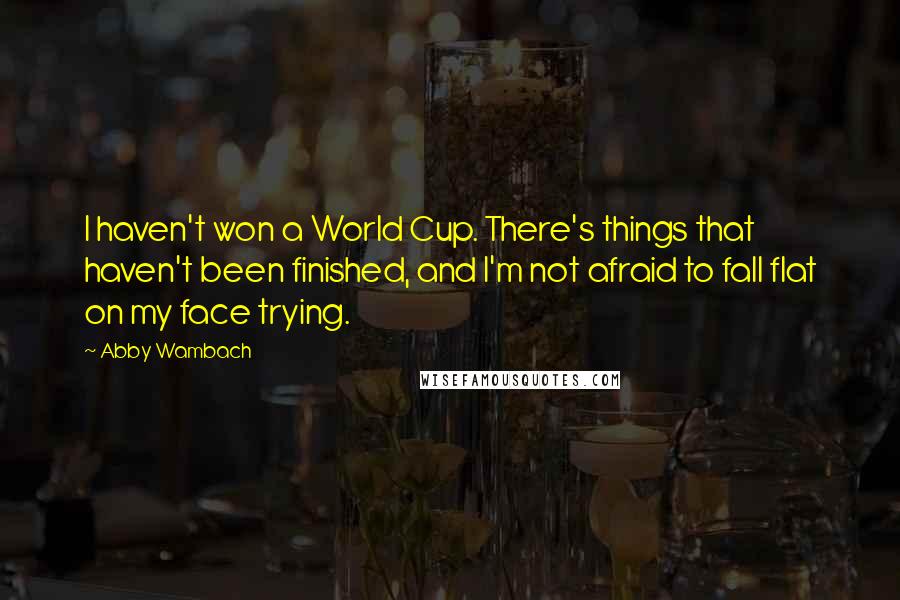 Abby Wambach Quotes: I haven't won a World Cup. There's things that haven't been finished, and I'm not afraid to fall flat on my face trying.