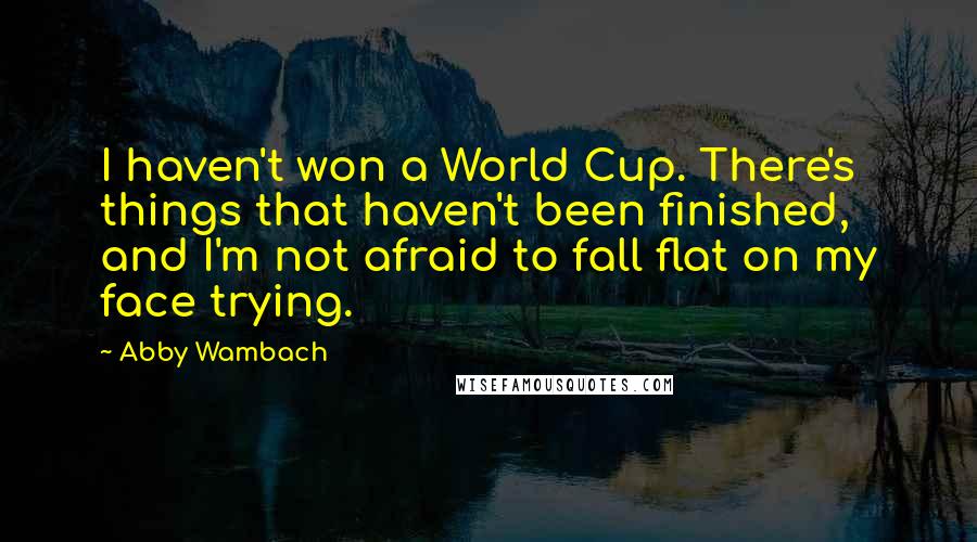 Abby Wambach Quotes: I haven't won a World Cup. There's things that haven't been finished, and I'm not afraid to fall flat on my face trying.