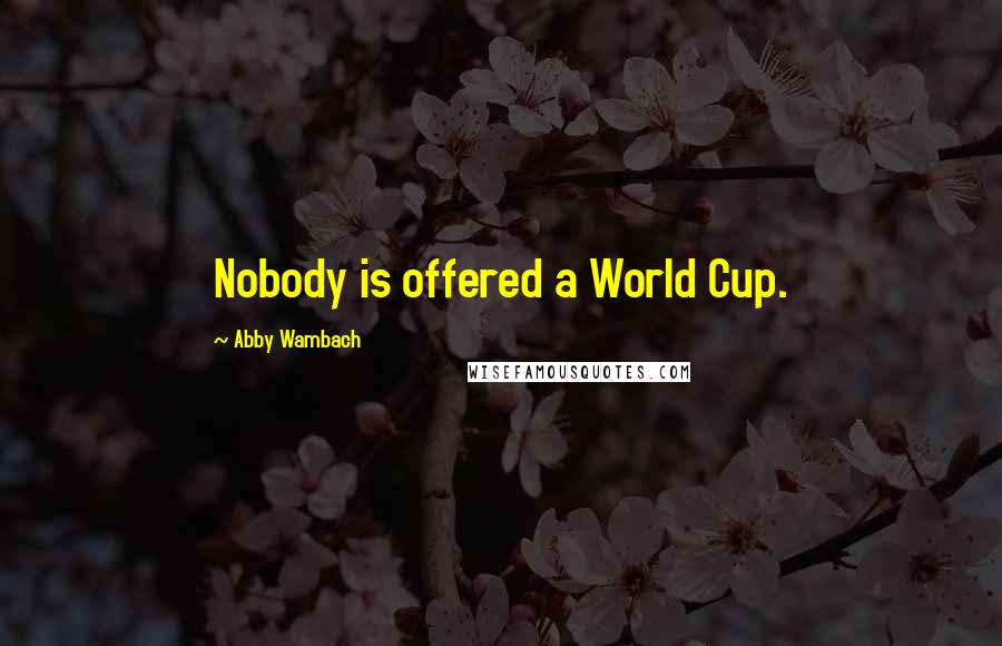 Abby Wambach Quotes: Nobody is offered a World Cup.