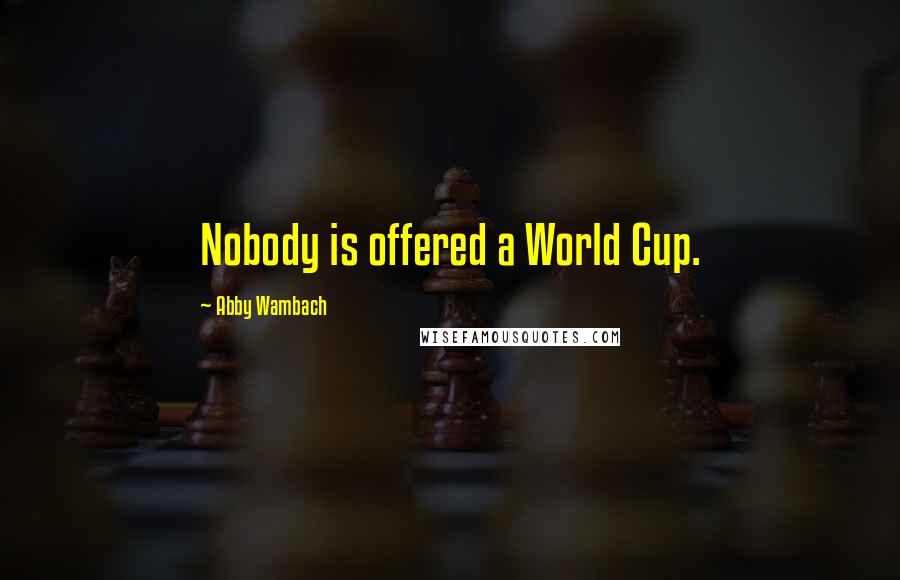 Abby Wambach Quotes: Nobody is offered a World Cup.