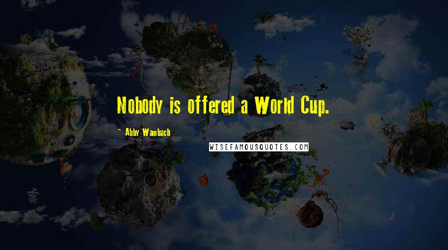 Abby Wambach Quotes: Nobody is offered a World Cup.